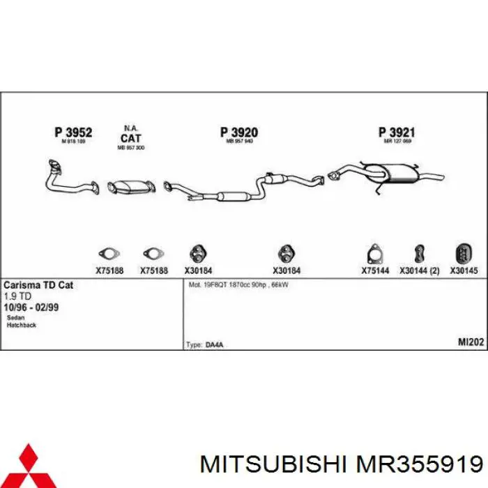 Каталитический нейтрализатор отработавших газов Mitsubishi MR355919 цена, от 303.00 USD
