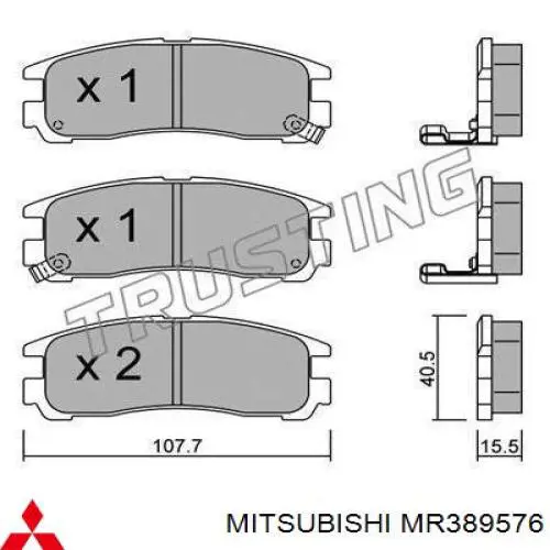 Pastillas de freno traseras MR389576 Mitsubishi