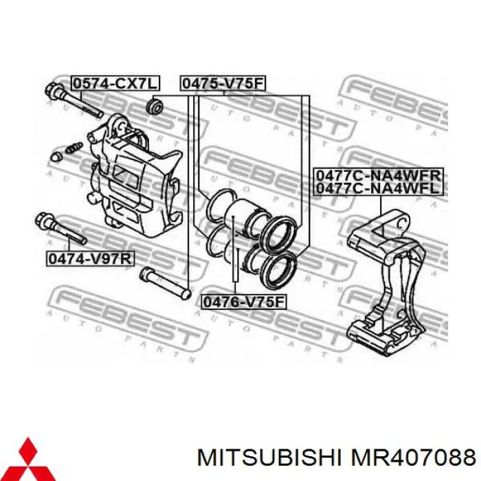 Compre MR407088 Mitsubishi Pistão de suporte do freio dianteiro