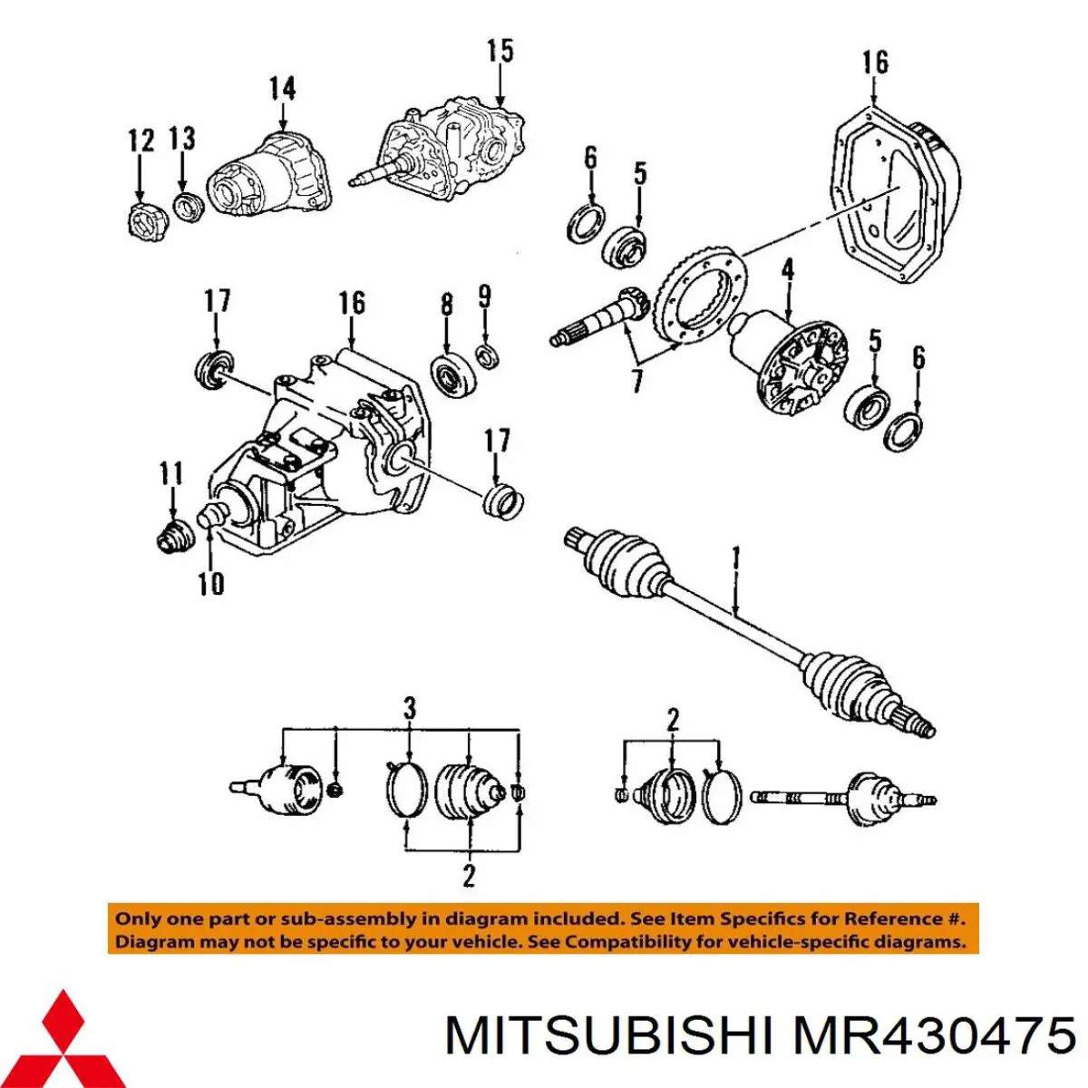 MR430475 Mitsubishi подшипник дифференциала переднего моста