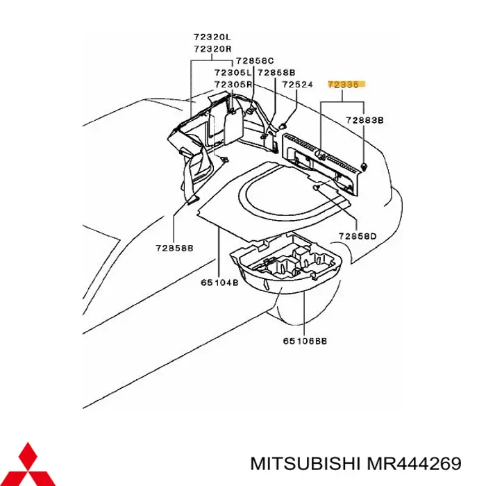 Облицовка задней панели багажника на Mitsubishi Lancer IX 