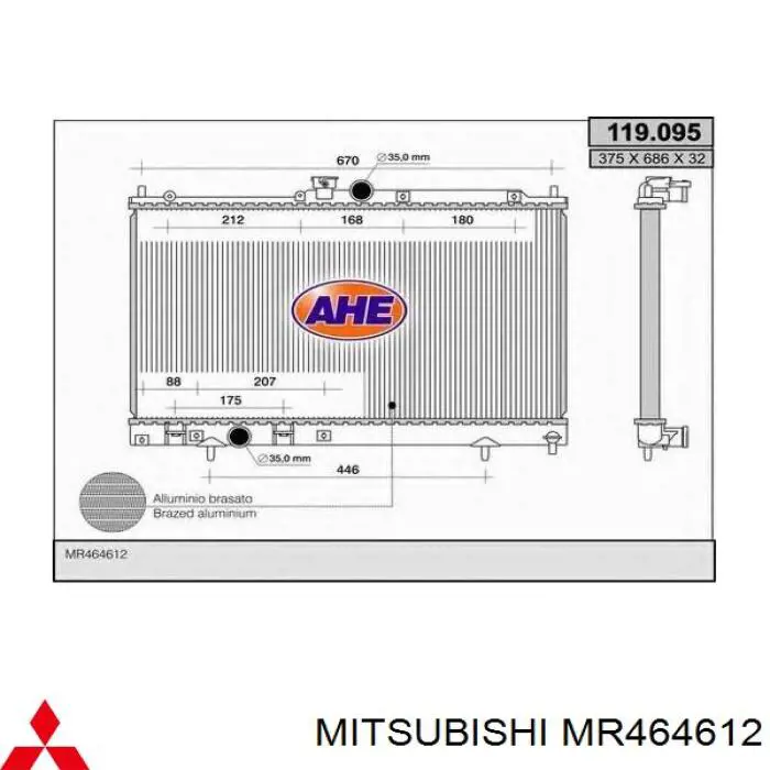 MR464612 Mitsubishi Радиатор основной