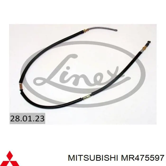 MR475597 Mitsubishi cabo do freio de estacionamento traseiro esquerdo
