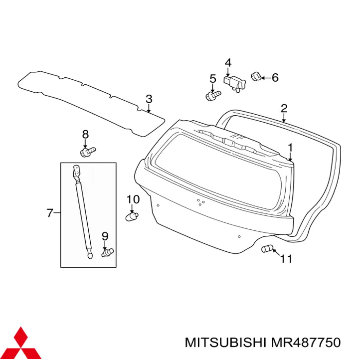 MR487750 Mitsubishi уплотнитель багажника (двери 3/5-й задней)