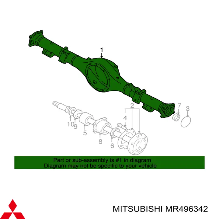 Картер заднего моста (чулок) Mitsubishi MR496342 цена, от 133.18 USD