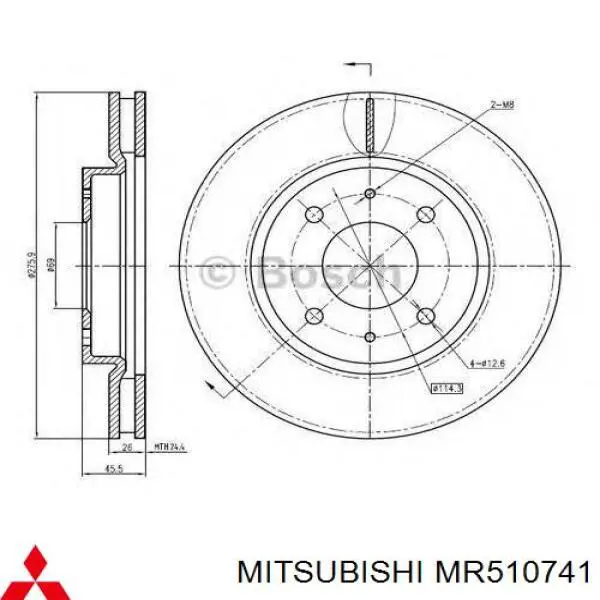 Передний тормозной диск Mitsubishi MR510741