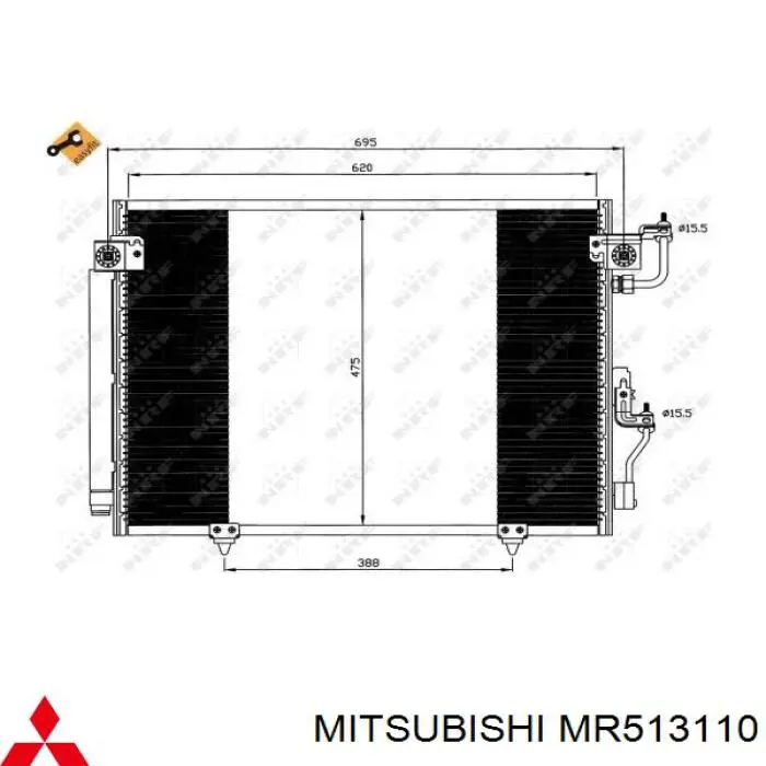 MR513110 Mitsubishi radiador de aparelho de ar condicionado