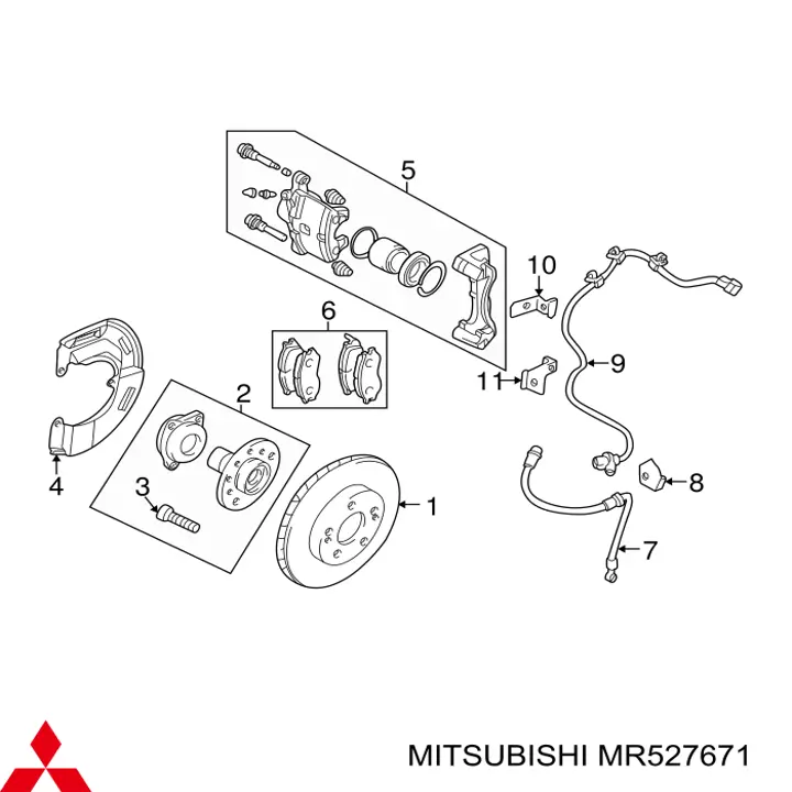 Купить MR527671 Mitsubishi Суппорт тормозной передний правый