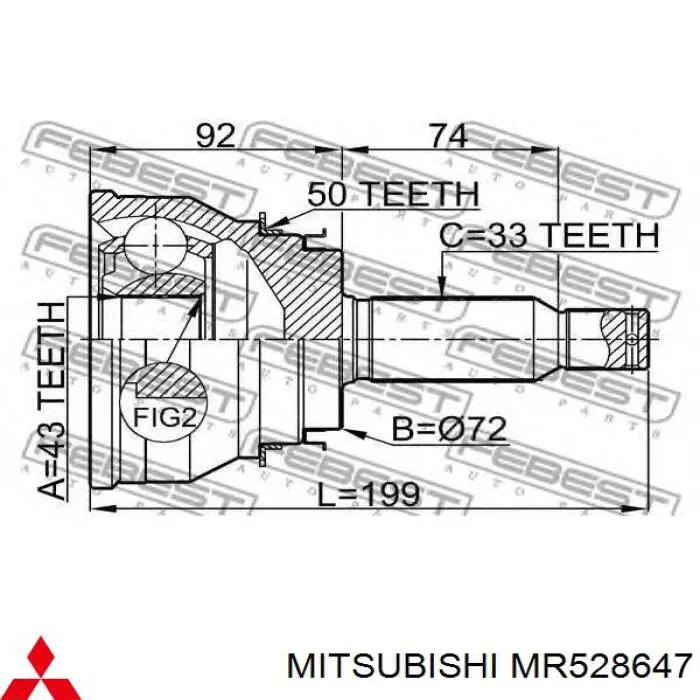 MR528647 Mitsubishi junta homocinética externa traseira