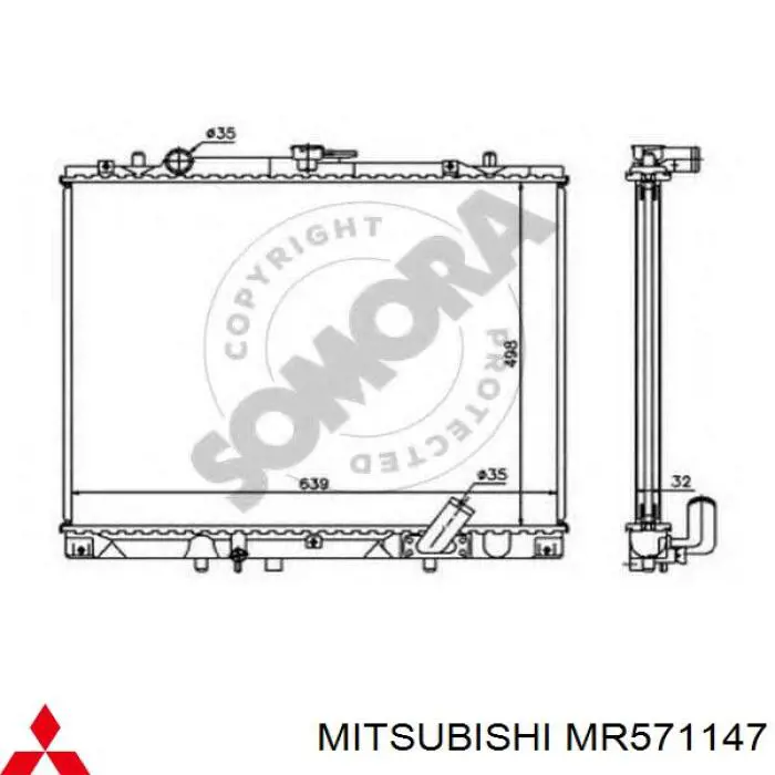 Купить MR571147 Mitsubishi Радиатор водяной