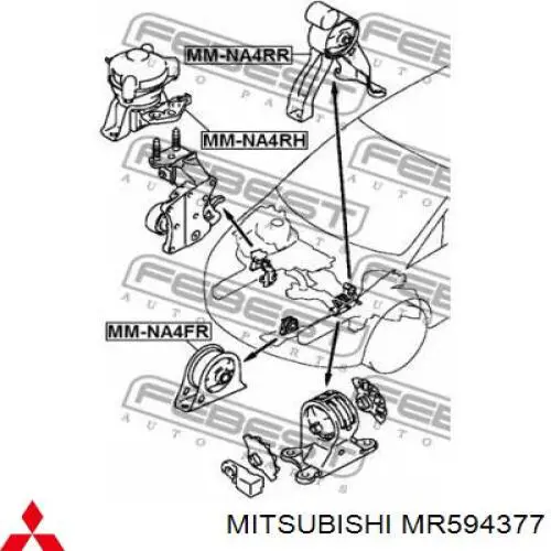 Подушка (опора) двигателя передняя Mitsubishi MR594377