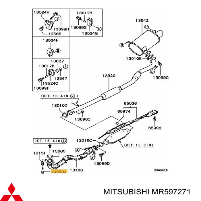 Parafuso do sistema de escape (do silenciador) para Mitsubishi Lancer (CSA)