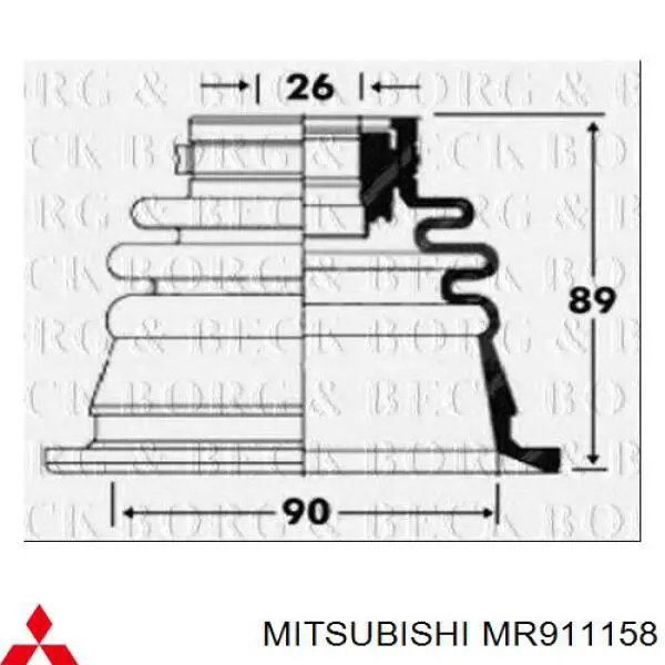 Пыльник шарнира угловых скоростей внутренний передний левый Mitsubishi MR911158 цена, от 14.94 USD