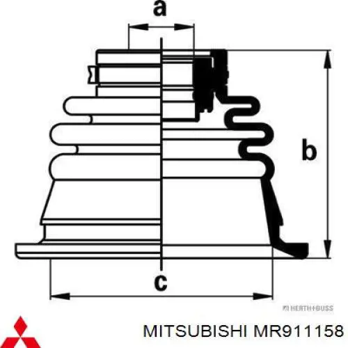 Купить MR911158 Mitsubishi Пыльник ШРУСа внутренний, передней полуоси, левый
