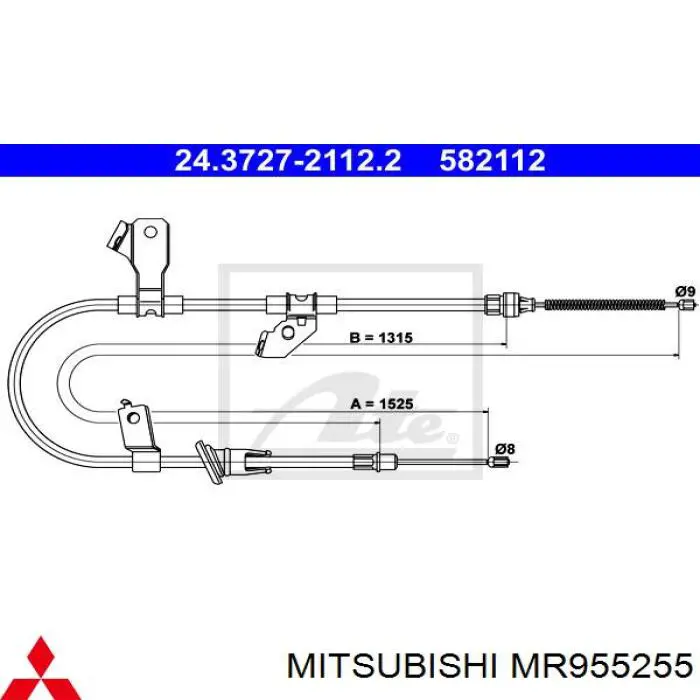 MR955255 Mitsubishi трос ручного тормоза задний левый