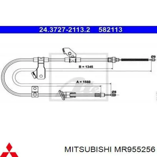 Трос стояночного тормоза задний правый Mitsubishi MR955256 цена, от 19.00 USD