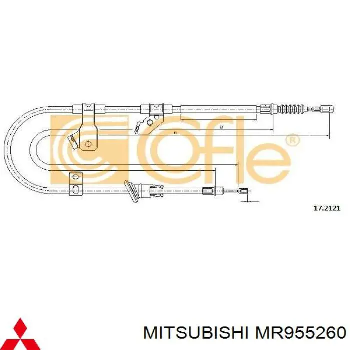 Задний правый трос ручника MR955260 Mitsubishi