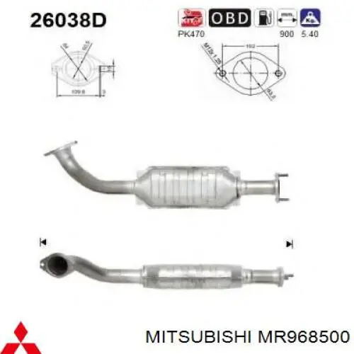 Купить MR968500 Mitsubishi Преобразователь отработавших газов