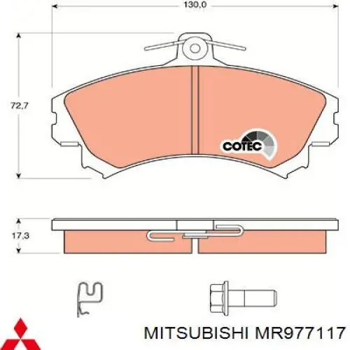 Купить MR977117 Mitsubishi Колодки тормозные