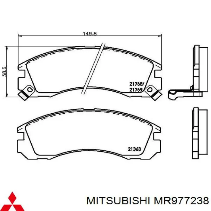 Колодки Mitsubishi MR977238 цена, от 27.87 USD