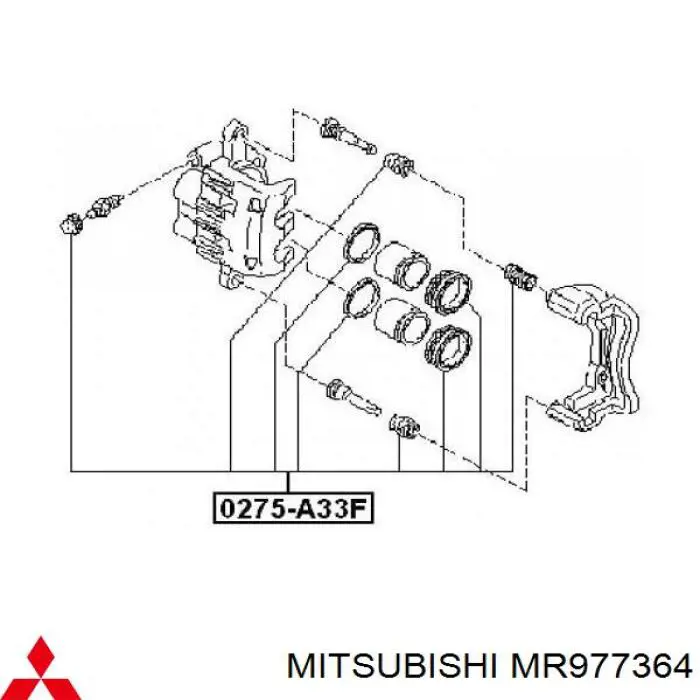 Juego de reparación, pinza de freno delantero MR977364 Mitsubishi