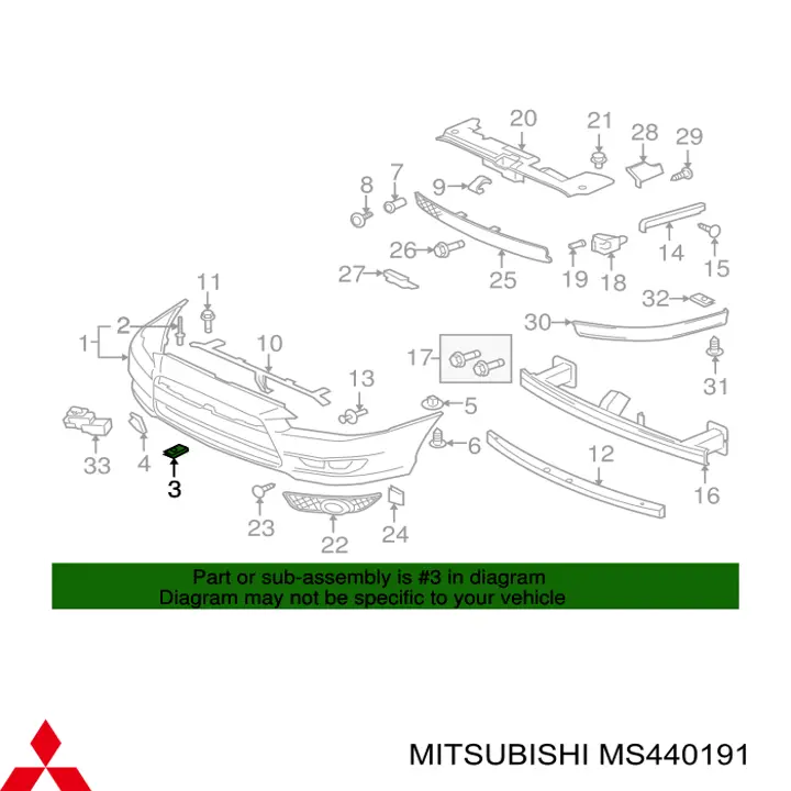 Пистон (клип) крепления бампера переднего на Mitsubishi Lancer X 