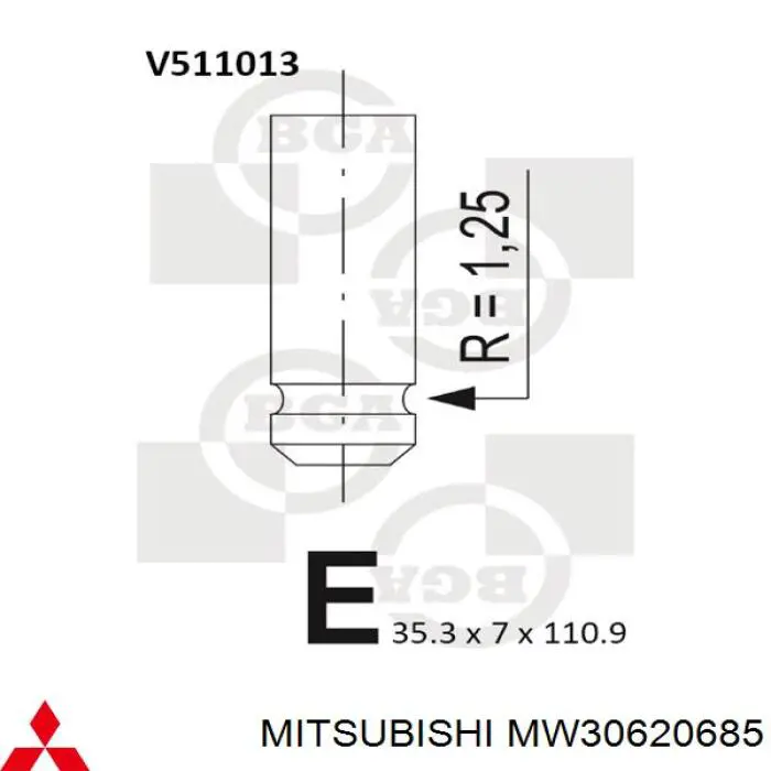 Клапан впускной Mitsubishi MW30620685 цена, от 5.89 USD