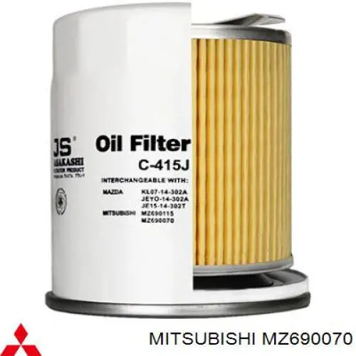 Масляный фильтр MZ690070 Mitsubishi