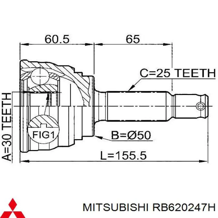 ШРУС наружный передний RB620247H Mitsubishi