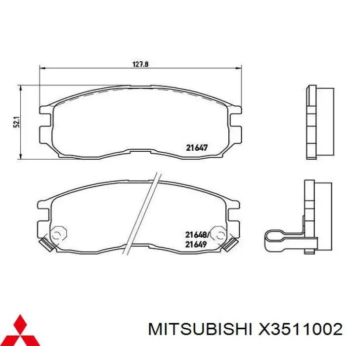 X3511002 Mitsubishi колодки тормозные передние дисковые