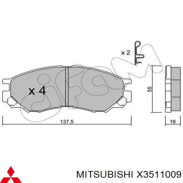 Колодки Mitsubishi X3511009 цена, от 16.88 USD