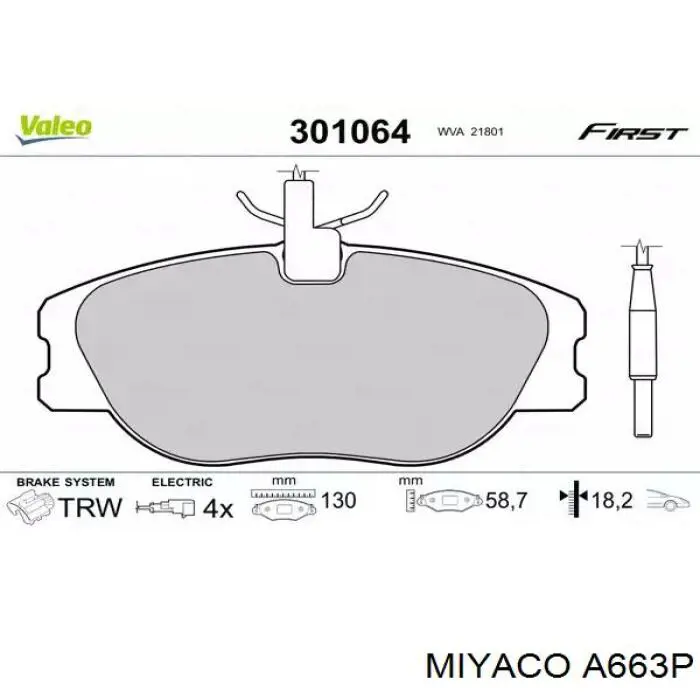 A663P Miyaco ремкомплект суппорта тормозного переднего
