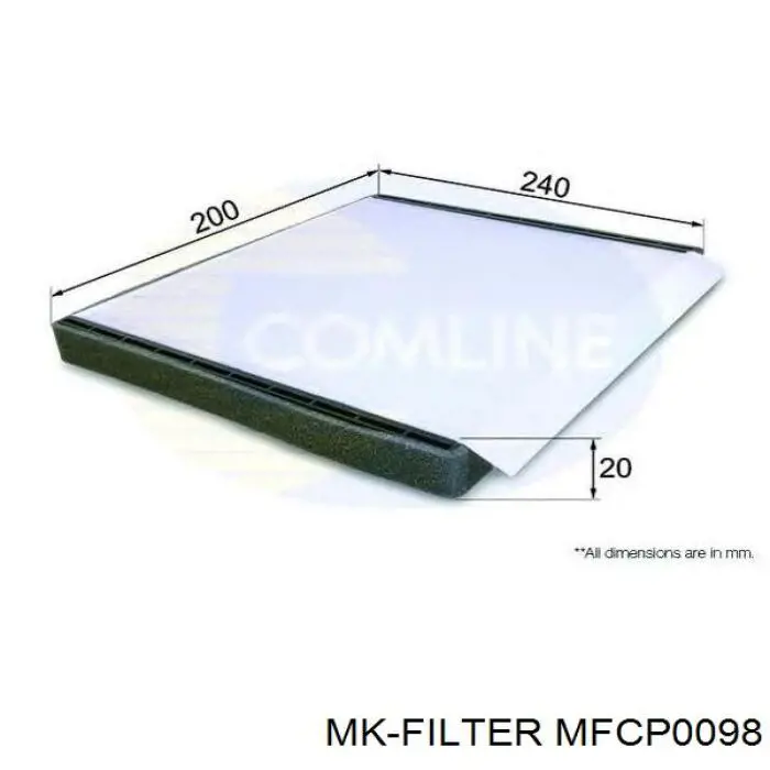 Фильтр воздушный отопителя MK Filter MFCP0098 цена, от 3.34 USD