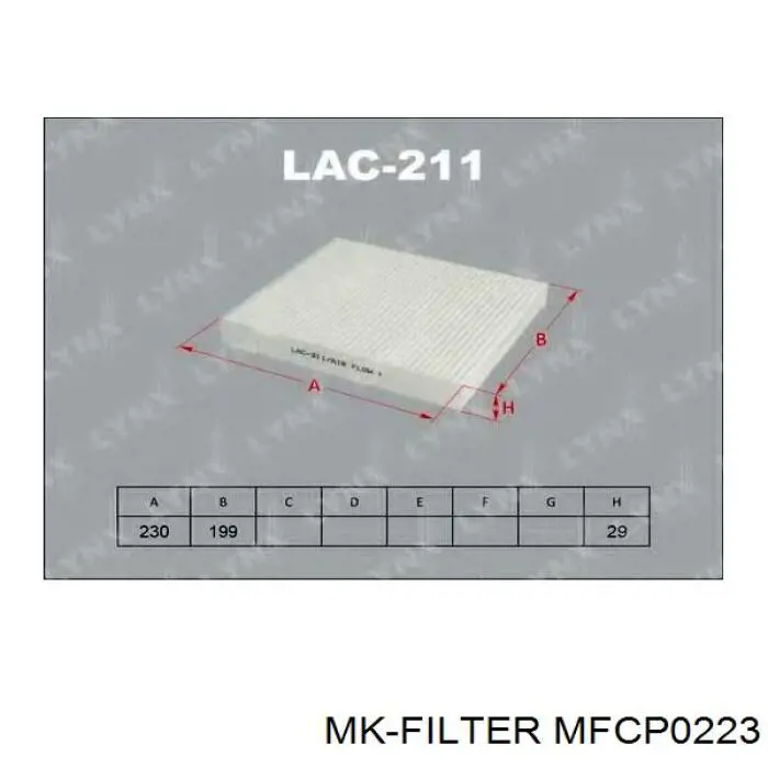 Воздушный фильтр салона MK Filter MFCP0223