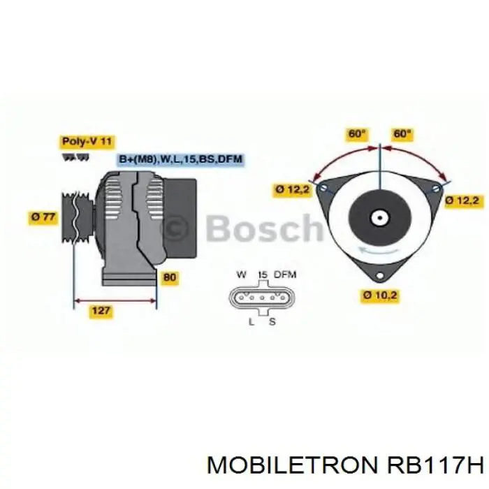 Alternador Diodo Puente Rectificador RB117H Mobiletron