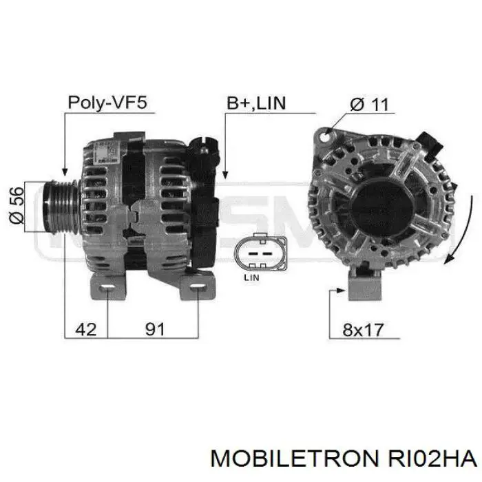 Alternador Diodo Puente Rectificador RI02HA Mobiletron