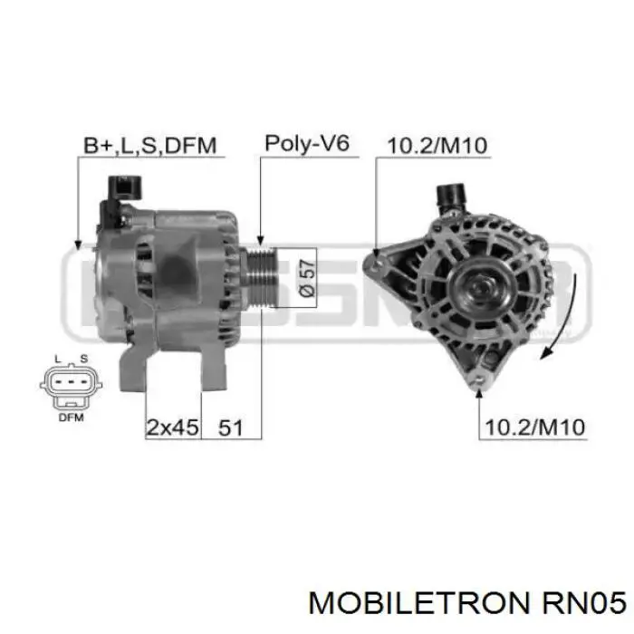 RN05 Mobiletron eixo de diodos do gerador