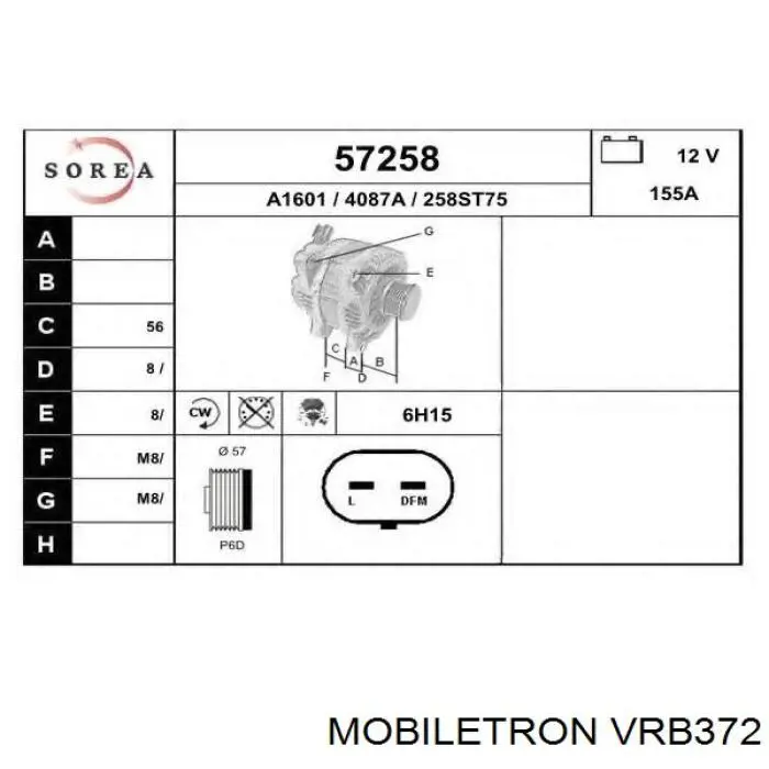 Купить VRB372 Mobiletron Реле регулятор напряжения генератора