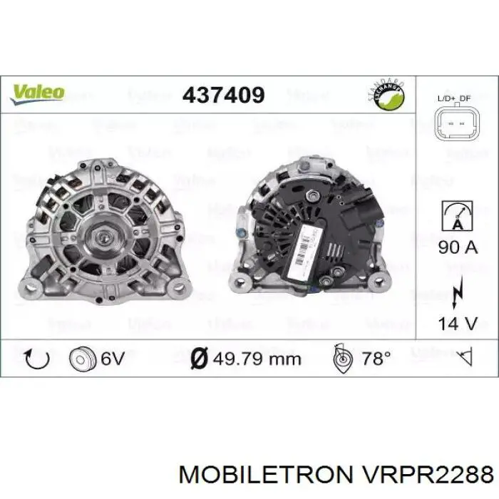Реле регулятор генератора Mobiletron VRPR2288