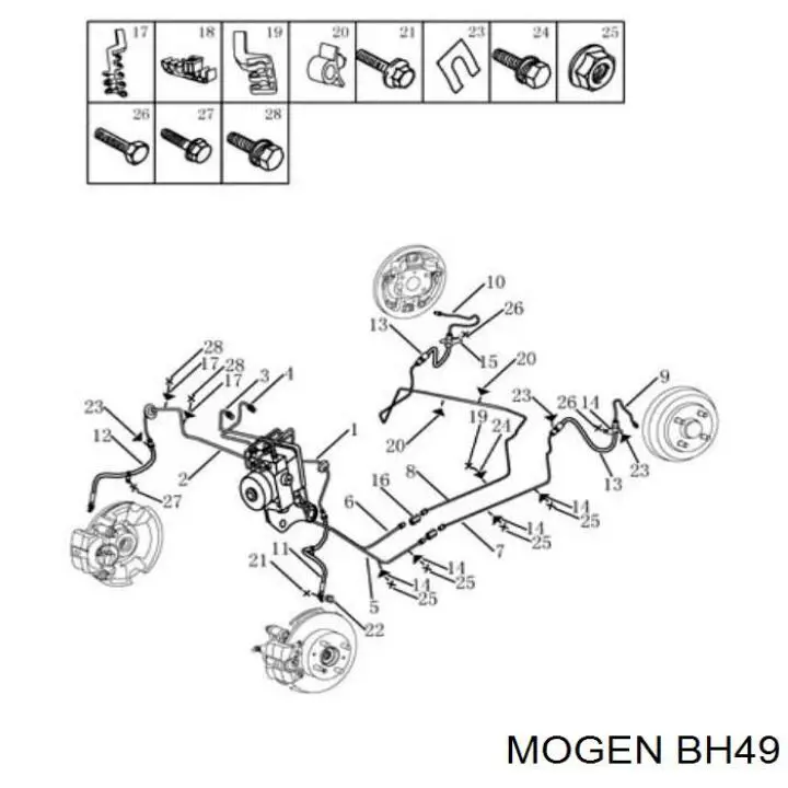 BH49 Mogen Шланг тормозной передний правый