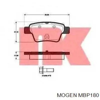 Колодки дисковые  Mogen MBP180 цена, от 10.43 USD