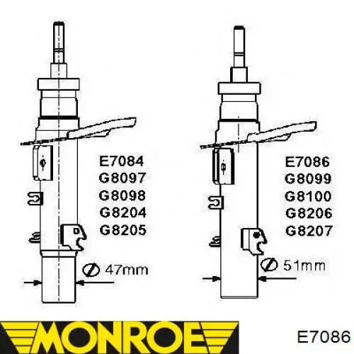 E7086 Monroe амортизатор передний левый