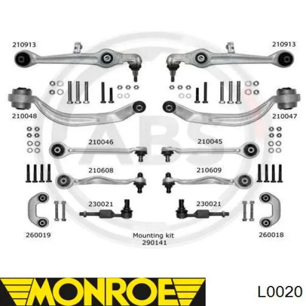 Комплект рычагов передней подвески L0020 Monroe