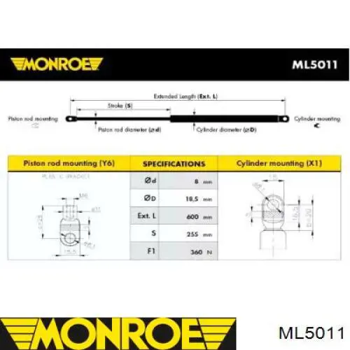 Амортизатор багажника ML5011 Monroe