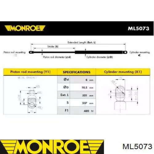 Амортизатор багажника ML5073 Monroe