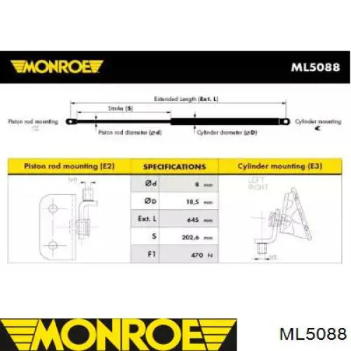 Амортизатор багажника ML5088 Monroe