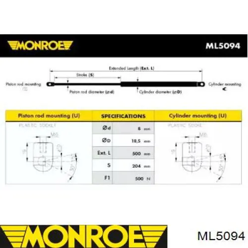 Амортизатор багажника ML5094 Monroe