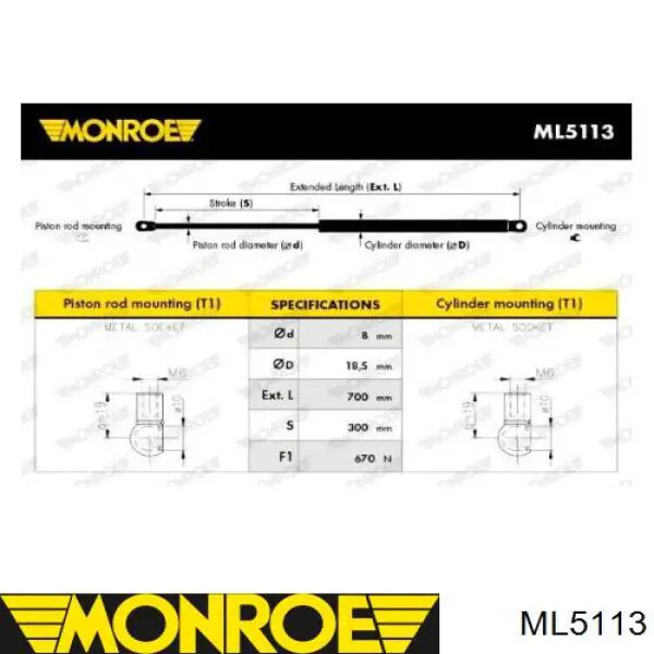 Amortiguador de maletero ML5113 Monroe