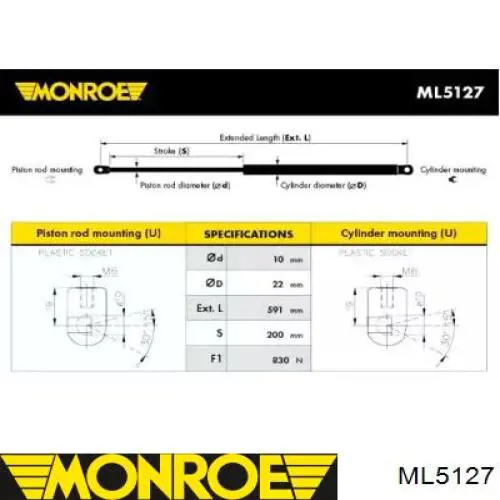 ML5127 Monroe амортизатор багажника