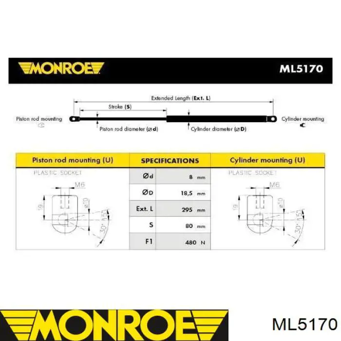 Амортизатор багажника ML5170 Monroe